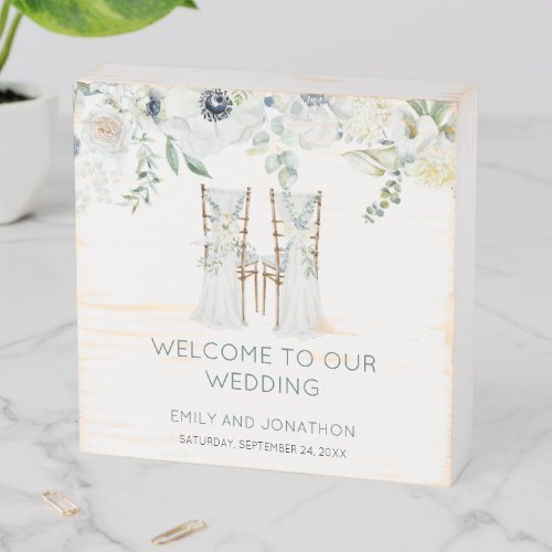 Boho Chairs Florals Eucalyptus Welcome To Wedding Wooden Box Sign