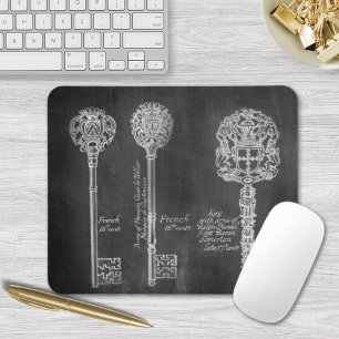 boho Chalkboard Victorian steampunk skeleton keys Mouse Pad