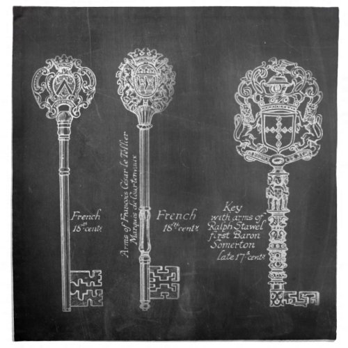 boho Chalkboard Victorian steampunk skeleton keys Napkin