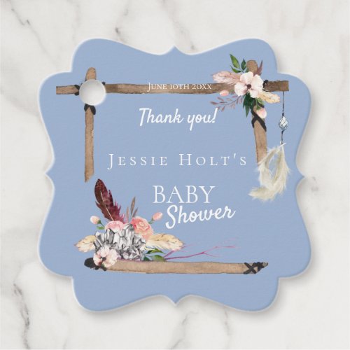 Boho Chambray Southwestern Baby Shower Thank You Favor Tags