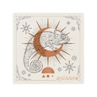 Boho Chameleon Sun and Stars Reptile Art