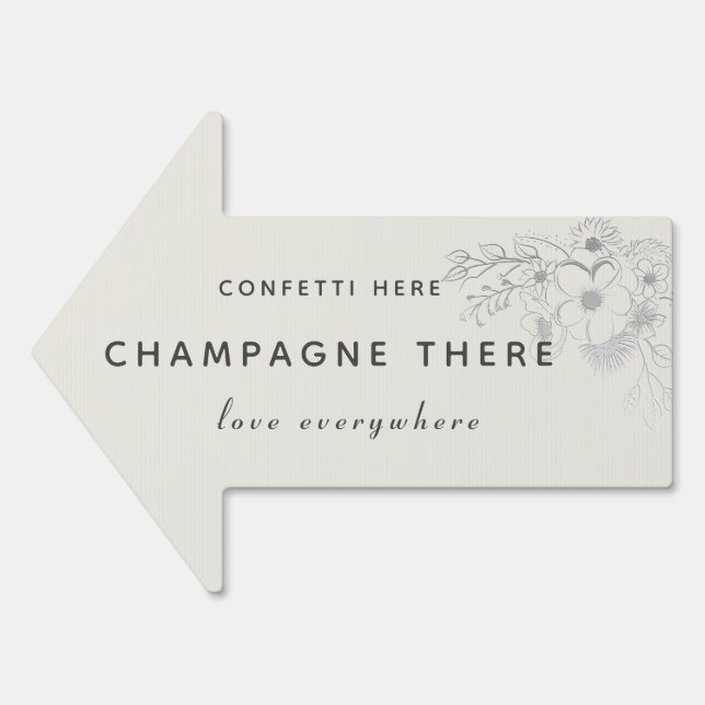 Boho Champagne Confetti Wedding Arrow Sign (Front)