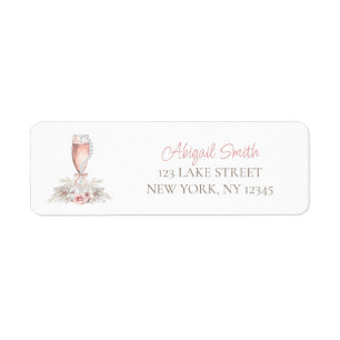 Boho Champagne Glass Pearls&Prosecco Bridal Shower Label