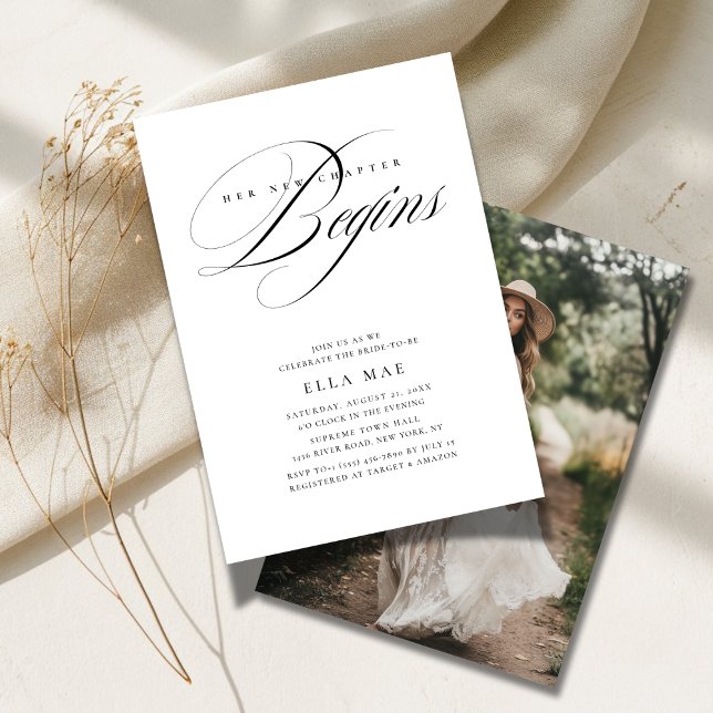 Boho Chapter Begins Budget Bridal Shower Photo Invitation (Creator Uploaded)