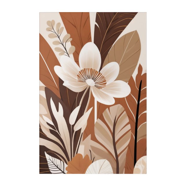 Boho Charm: Earthy Tones & Floral Elegance Acrylic Print (Front)