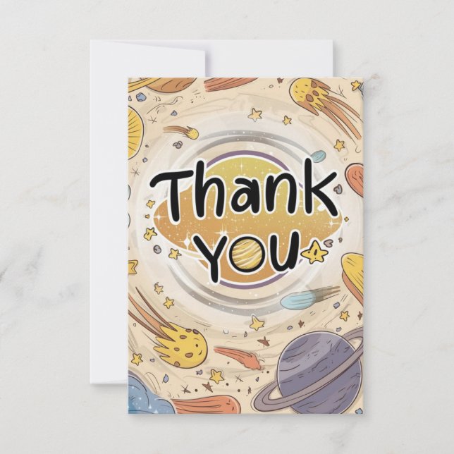 Boho Charming Chic Celestial Thank You Card (Front)