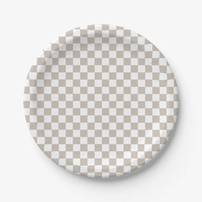 Boho Check birthday Paper Plates (Front)
