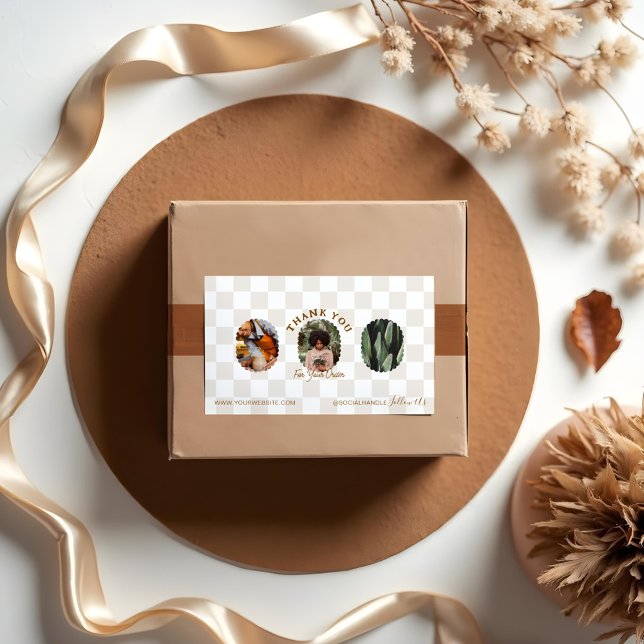 Boho Checkerboard Pattern Thank You For Your Order Rectangular Sticker (Boho Checkerboard Pattern Thank You For Your Order Rectangular Sticker)