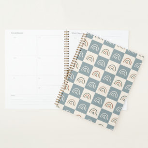 Boho Checkered Rainbow Minimalist Pattern Planner