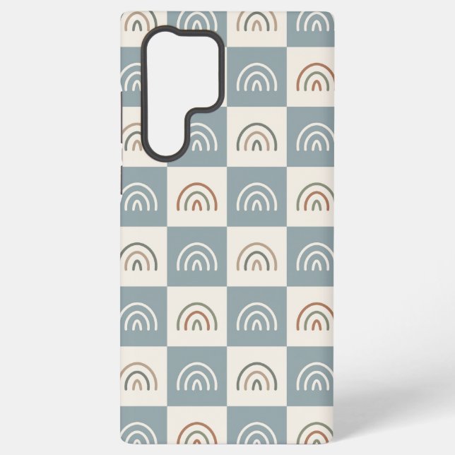 Boho Checkered Rainbow Minimalist Pattern Samsung Galaxy Case (Back)