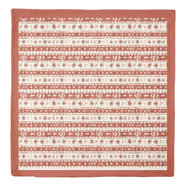 Boho Chestnut Red Abstract Doodles Duvet Cover (Front)