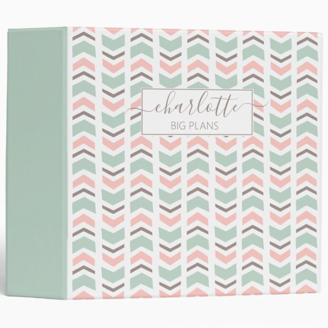 Boho chevron pattern 3 ring binder (Front/Spine)