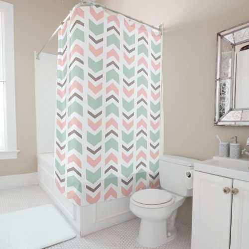 Boho chevron pattern shower curtain