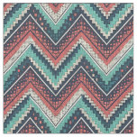 Boho Chevron Pattern | Teal, Coral &amp; Cream Zigzag  Fabric