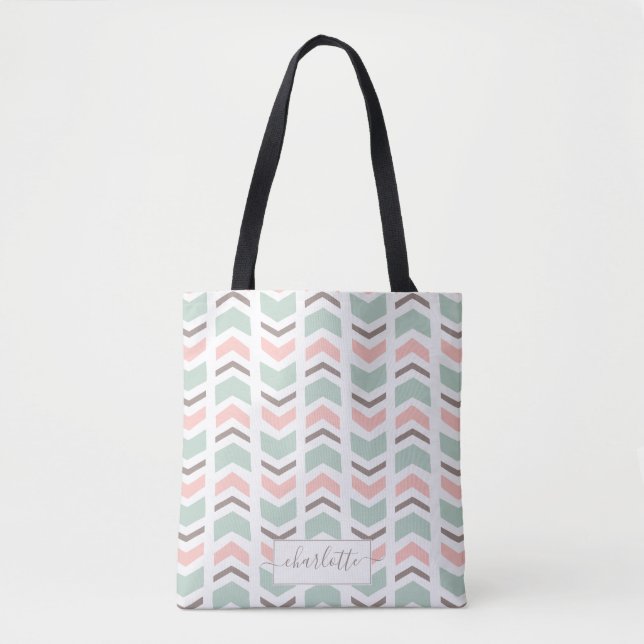 Boho chevron pattern tote bag (Front)