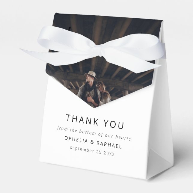 Boho Chic 2 Photo Overlay Thank You Wedding Favor Boxes (Front Side)