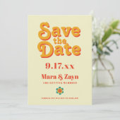 Boho Chic 70's Retro Save the Date Announcement (Standing Front)