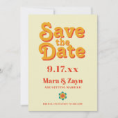 Boho Chic 70's Retro Save the Date Announcement (Front)