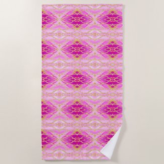 Boho Chic Abstract Pink and Gold Pattern  Beach Towel