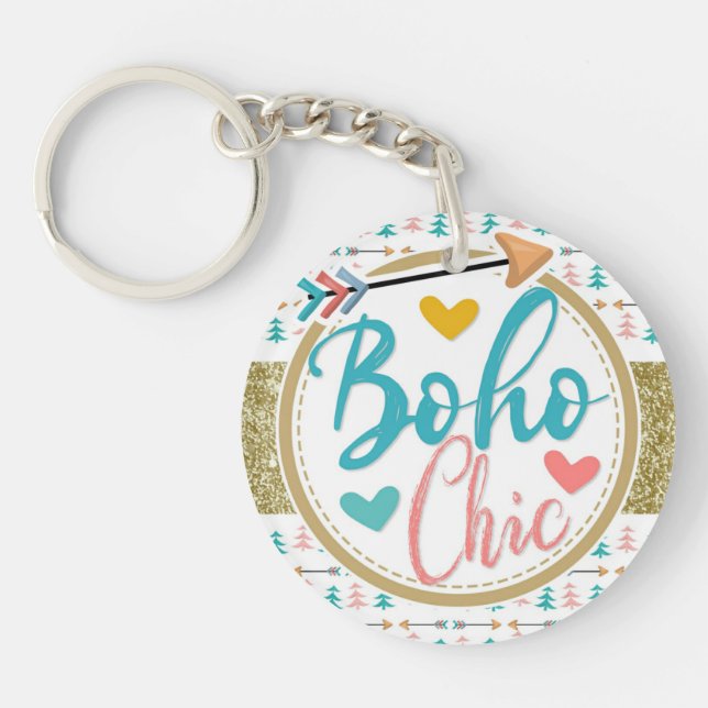 Boho Chic Arrows Girly Romantic Shabby Keychain (Front)