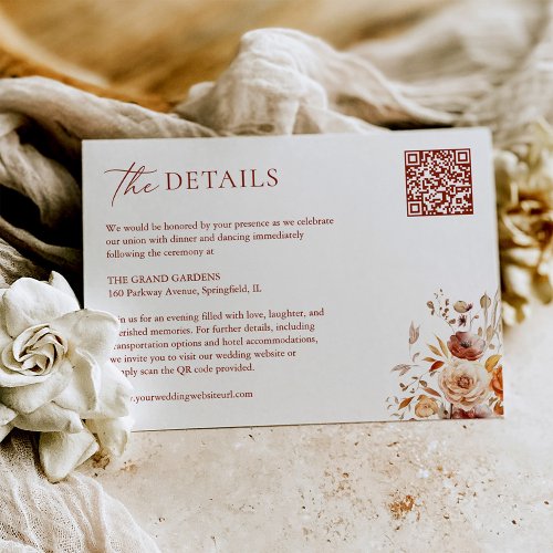 Boho Chic Autumn Wedding Details Enclosure Card