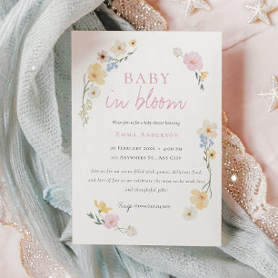 Boho chic Baby in bloom baby Shower Invitation