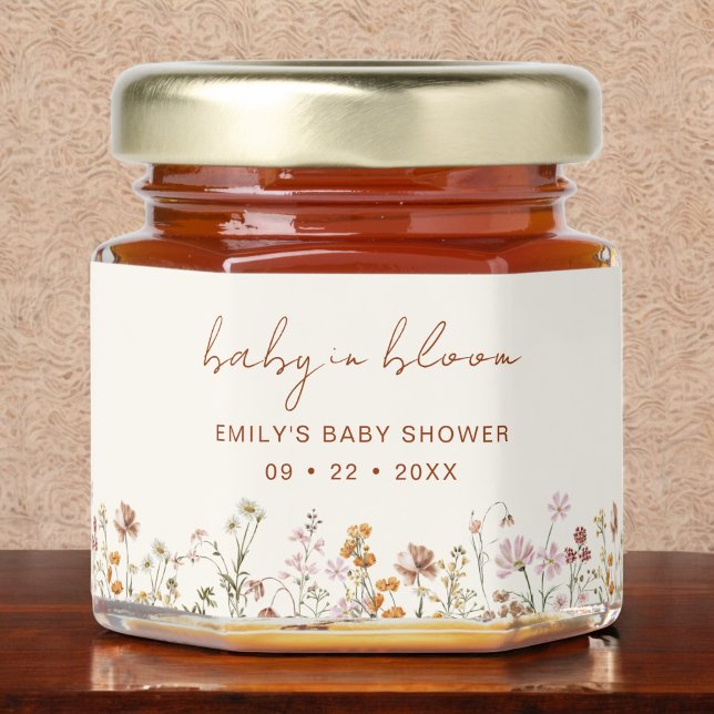 Boho Chic Baby in Bloom Wildflower Baby Shower Honey Jar Favors (Creator Uploaded)