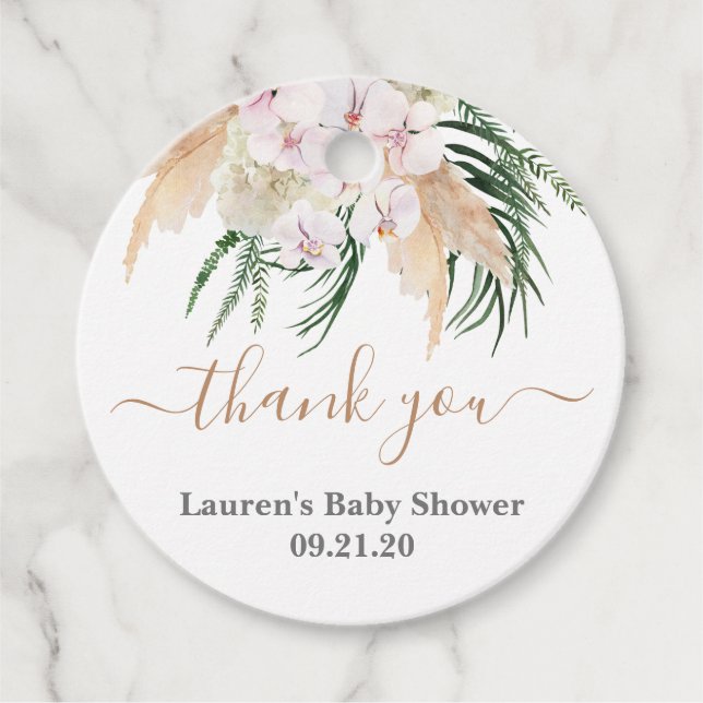 Boho Chic Baby Shower Favor Tags (Front)