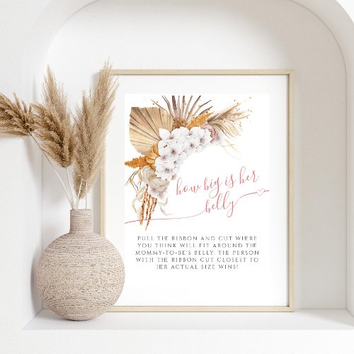 Boho Chic Baby Shower How Big Is Her Belly Game Poster