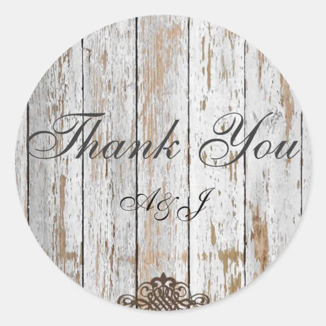 boho chic barn wood rustic country wedding classic round sticker | Zazzle