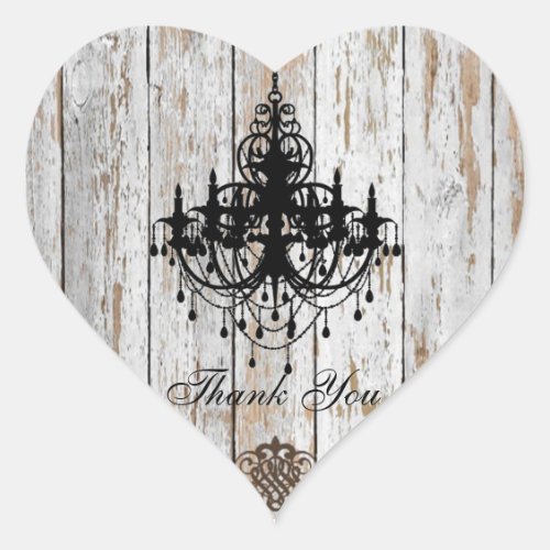 boho chic barn wood rustic country wedding heart sticker