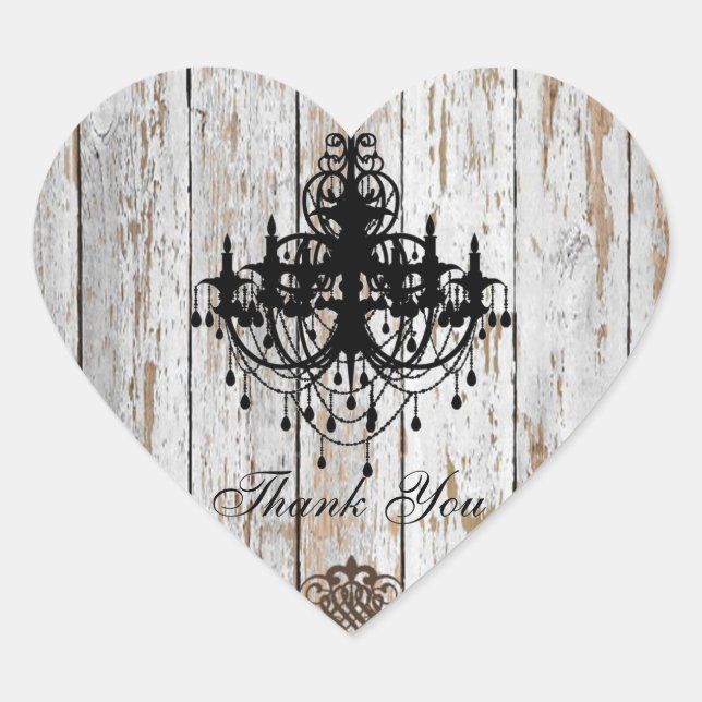 boho chic barn wood rustic country wedding heart sticker (Front)