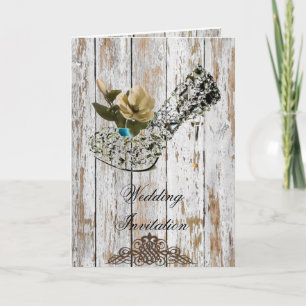 boho chic barn wood rustic country wedding invitation