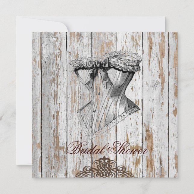 boho chic barn wood rustic country wedding invitation (Front)