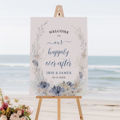 Boho Chic Beach Coastal Wedding Welcome  Foam Board