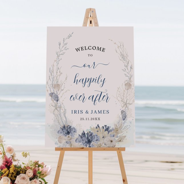 Boho Chic Beach Coastal Wedding Welcome  Foam Board (Creator Uploaded)