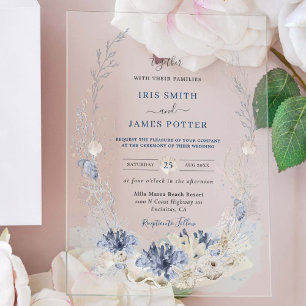 Boho Chic Beach Destination Hampton Wedding Acrylic Invitations