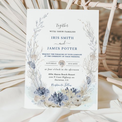 Boho Chic Beach Destination Hampton Wedding  Invitation