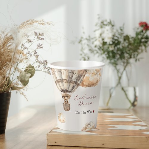 Boho Chic Bear Air Balloon Baby Shower Paper cup