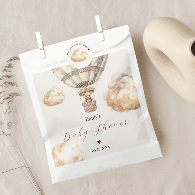 Boho Chic Bear Air Balloon Clouds Baby Shower Favor Bag (Boho Chic Bear Air Balloon Clouds Baby Shower Favor Bag)