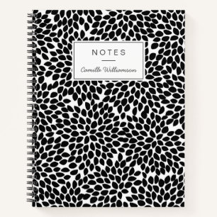 Boho Chic Black and White Abstract Floral Pattern  Notebook