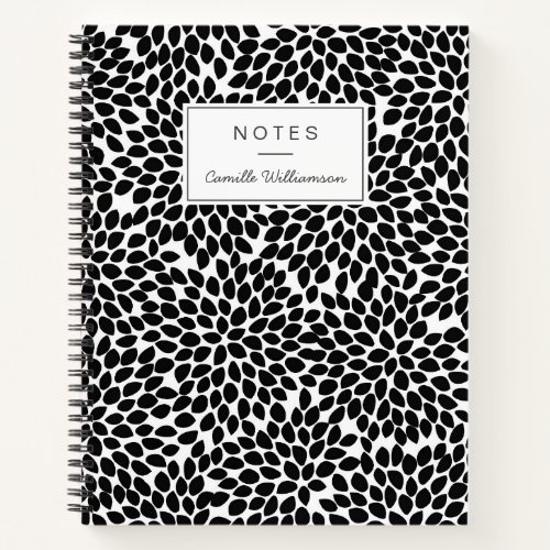 Boho Chic Black and White Abstract Floral Pattern  Notebook