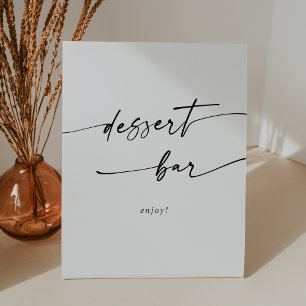 Boho Chic Black and White Dessert Bar Wedding Pedestal Sign