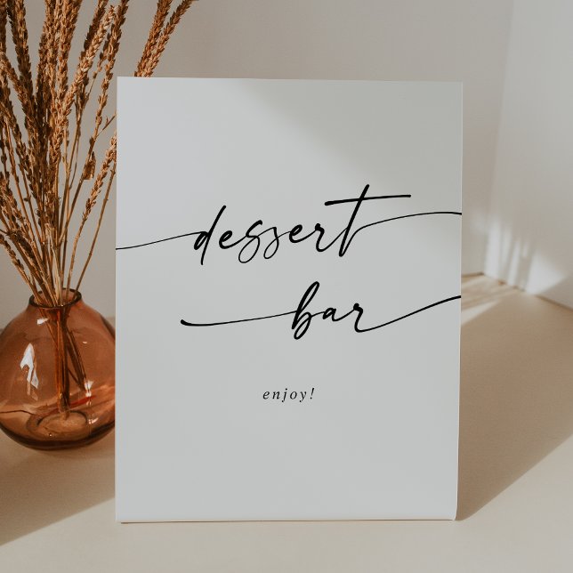 Boho Chic Black and White Dessert Bar Wedding Pedestal Sign (Boho Chic Black and White Dessert Bar Wedding Pedestal Sign)