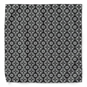 Boho Chic Black and White Floral Pattern Bandana