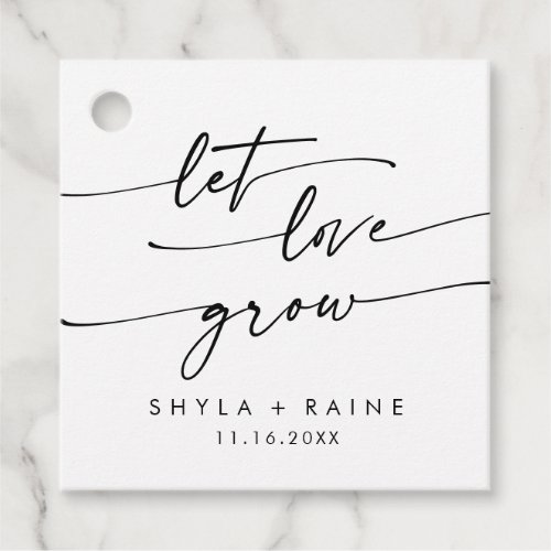 Boho Chic Black and White Let Love Grow Wedding Favor Tags