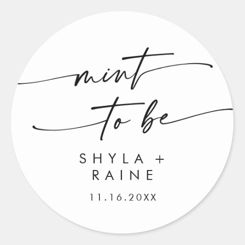 Boho Chic Black and White Mint To Be Favor Sticker