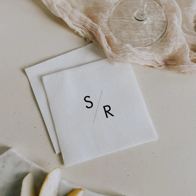 Boho Chic Black and White Monogrammed Napkins | Zazzle