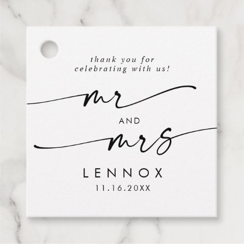 Boho Chic Black and White Mr and Mrs Wedding Favor Tags