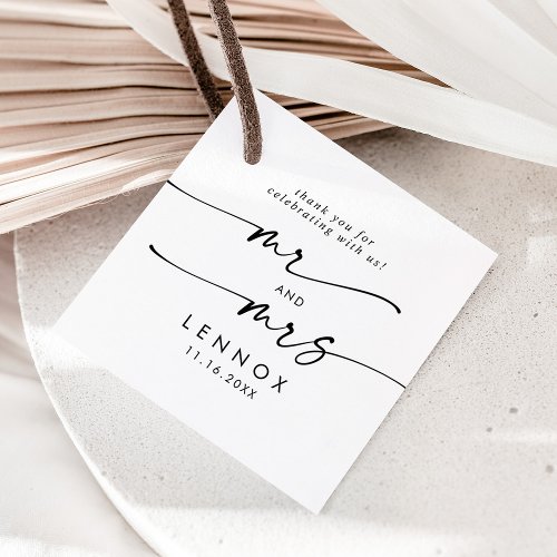 Boho Chic Black and White Mr and Mrs Wedding Favor Tags